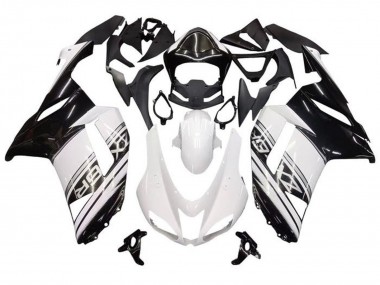 Carenados Moto Kawasaki ZX6R 2007-2008 - Blanco Negro Plata Raya Baratos