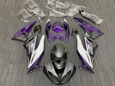Carenados Moto Kawasaki ZX6R 2009-2012 - Púrpura Blanco Plata Negro Baratos