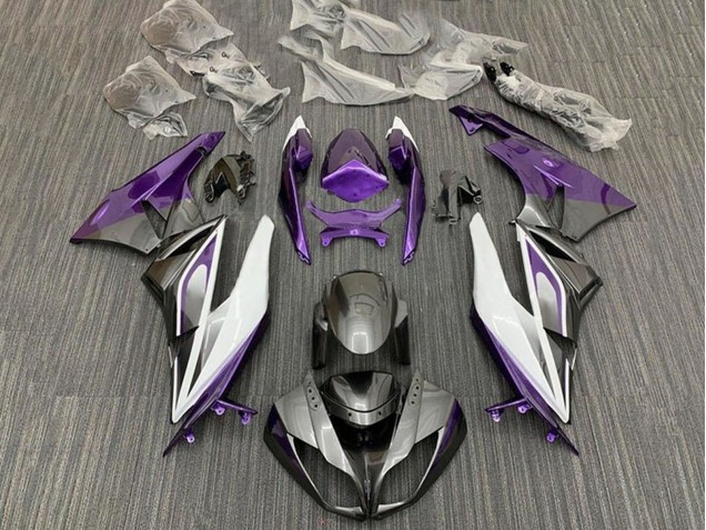 Carenados Moto Kawasaki ZX6R 2009-2012 - Púrpura Blanco Plata Negro Baratos