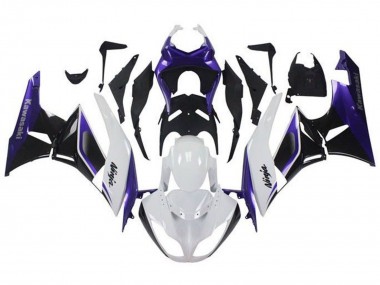 Carenados Moto Kawasaki ZX6R 2009-2012 - Púrpura Blanco Negro Baratos