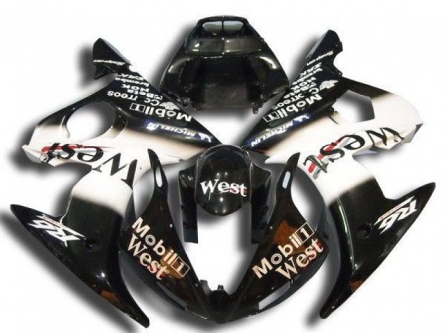 Carenados Moto Yamaha YZF R6 2003-2004 - Negro Brillante Blanco Mobil West Michelin Baratos