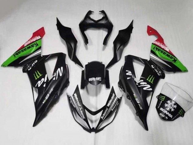 Carenados Moto Kawasaki ZX6R 2013-2018 - Negro Mate Verde Rojo Blanco Monstruo Nieve Baratos