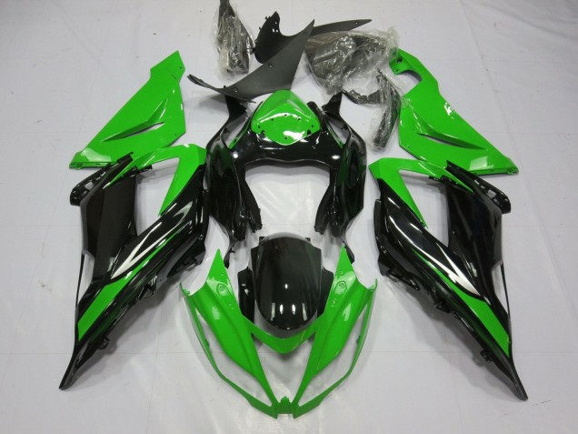 Carenado Moto Kawasaki ZX6R 2013-2018 - Verde Negro Brillante Baratos