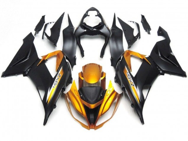 Carenados Moto Kawasaki ZX6R 2013-2018 - Negro Mate Oro Baratos