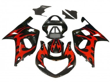 Carenados Moto Suzuki GSXR1000 2000-2002 - Negro Brillante Rojo Tribal Baratos