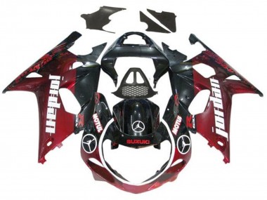 Carenados Moto Suzuki GSXR1000 2000-2002 - Negro Brillante Rojo Oscuro Jordan Baratos