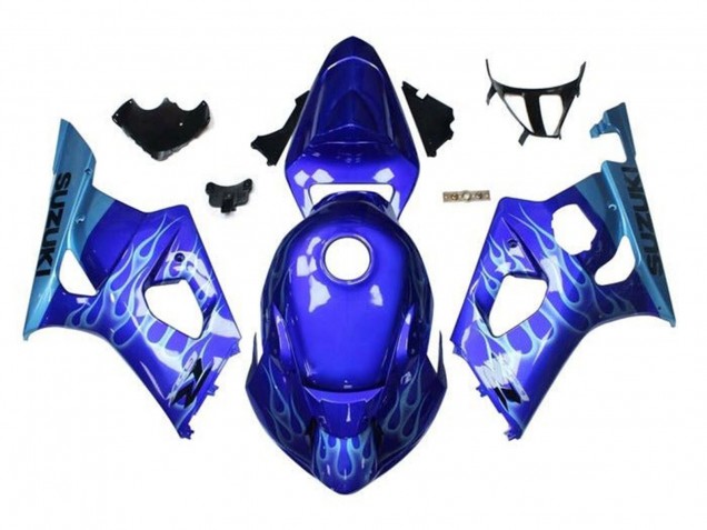 Carenados Moto Suzuki GSXR 1000 2003-2004 - Azul Azul Claro Blanco Llama Baratos