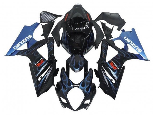 Carenados Moto Suzuki GSXR 1000 2005-2006 - Negro Azul Claro Llama Baratos