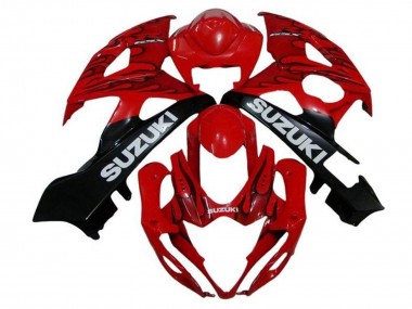 Carenados Moto Suzuki GSXR 1000 2005-2006 - Rojo Negro Llama Blanco Baratos