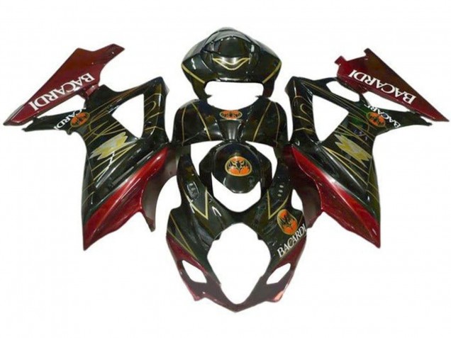 Carenados Moto Suzuki GSXR 1000 2007-2008 - Negro Rojo Oro BACARDI Baratos