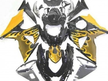 Carenados Moto Suzuki GSXR 1000 2009-2016 - Negro Brillante Amarillo Llama Baratos