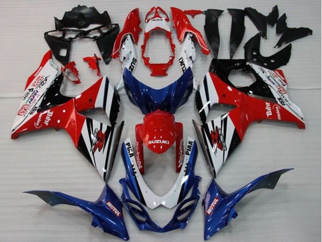 Carenados Moto Suzuki GSXR 1000 2009-2016 - Blanco Rojo Azul Negro Raya Baratos