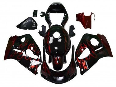 Carenados Moto Suzuki GSXR 600 / GSXR 750 1996-2000 - Negro Rojo Llama Baratos
