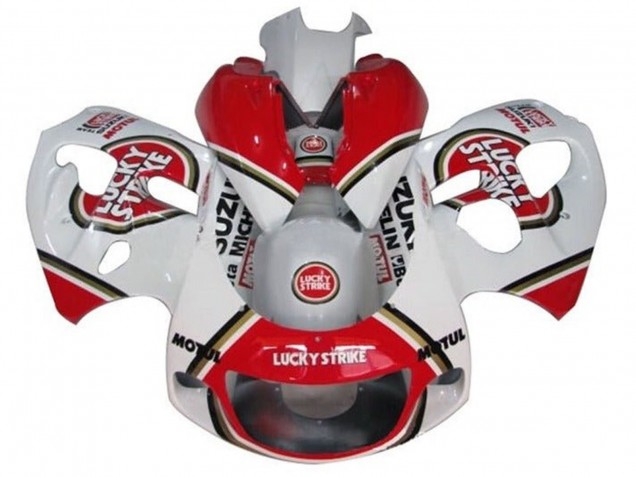 Carenados Moto Suzuki GSXR 600 / GSXR 750 1996-2000 - Blanco Rojo Lucky Strike Baratos