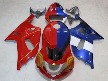 Carenados Moto Suzuki GSXR 600 / GSXR 750 2001-2003 - Rojo Azul Dividir Oro Baratos