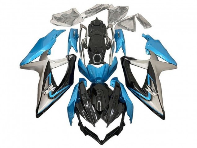 Carenados Moto Suzuki GSXR 600 / GSXR 750 2008-2010 - Azul Claro Plata Negro Brillante Baratos