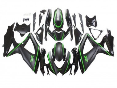 Carenados Moto Suzuki GSXR 600 / GSXR 750 2008-2010 - Negro Mate Verde Raya Baratos