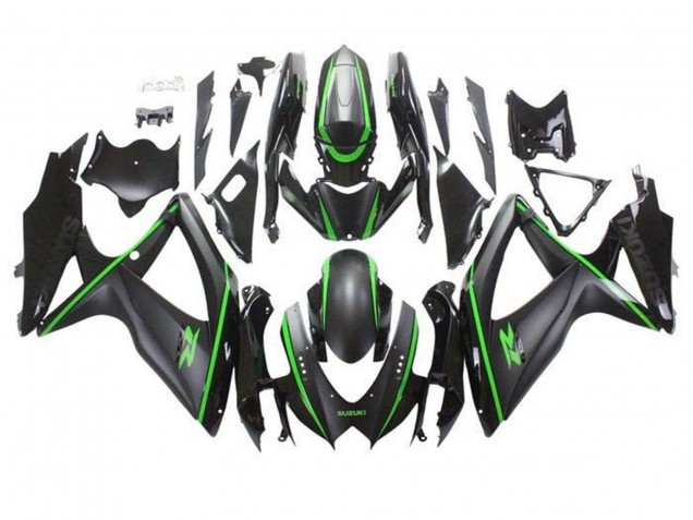Carenados Moto Suzuki GSXR 600 / GSXR 750 2008-2010 - Negro Mate Verde Raya Baratos