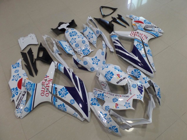 Carenados Moto Suzuki GSXR 600 / GSXR 750 2008-2010 - Blanco Azul Flower Rojo Nastro Azzurro Baratos
