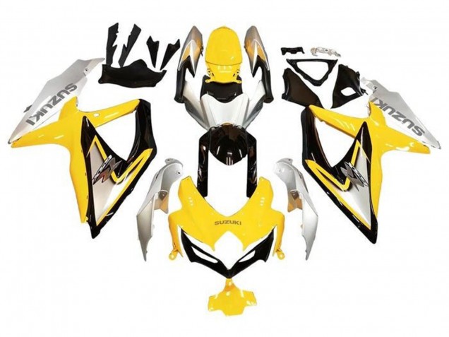 Carenados Moto Suzuki GSXR 600 / GSXR 750 2008-2010 - Plata Amarillo Negro Brillante Baratos
