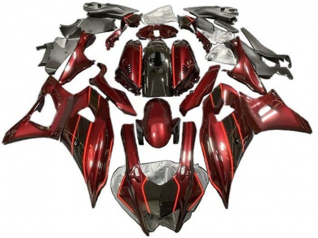 Carenados Moto Yamaha YZF R7 2021-2024 - Rojo Oscuro Negro Baratos