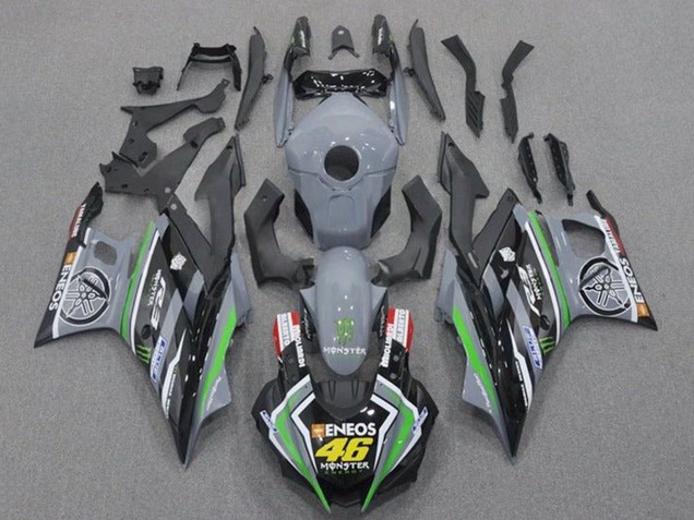 Carenados Moto Yamaha YZF R3/R25 2019-2021 - Gris Negro Verde Negro ENEOS Monstruo 46 Baratos