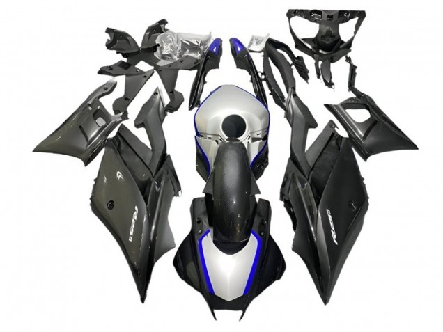 Carenados Moto Yamaha YZF R3/R25 2022-2024 - Plata Azul Negro FibraCarbono Estilo Baratos