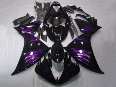 Carenados Moto Yamaha YZF 1000 R1 2012-2014 - Negro Brillante Púrpura Llama Baratos