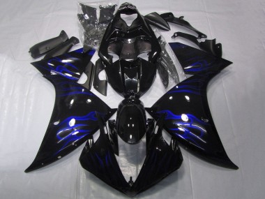 Carenados Moto Yamaha YZF 1000 R1 2012-2014 - Negro Brillante Azul Llama Baratos