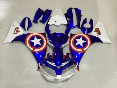 Carenados Moto Yamaha YZF 1000 R1 2012-2014 - Blanco Azul Rojo Estrella Captain America Baratos