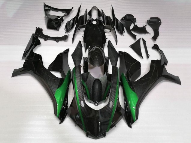 Carenados Moto Yamaha YZF 1000 R1 2015-2019 - Falso FibraCarbono Verde Baratos