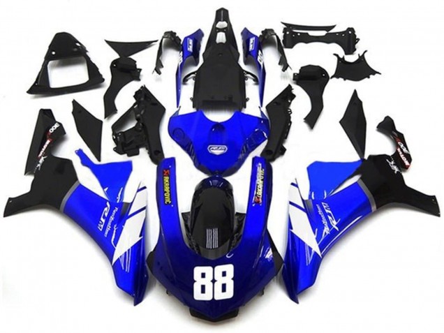 Carenados Moto Yamaha YZF 1000 R1 2015-2019 - Azul Blanco Negro Brillante Akropovic Baratos