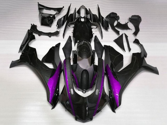 Carenados Moto Yamaha YZF 1000 R1 2020-2025 - Falso FibraCarbono Púrpura Raya Baratos