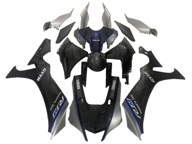 Carenados Moto Yamaha YZF 1000 R1 2020-2025 - Falso FibraCarbono Plata Azul Baratos