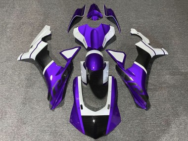 Carenados Moto Yamaha YZF 1000 R1 2020-2025 - Púrpura Blanco Falso FibraCarbono Baratos