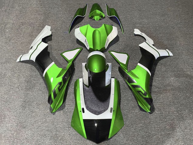 Carenados Moto Yamaha YZF 1000 R1 2020-2025 - Blanco Verde Falso FibraCarbono Baratos