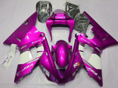 Carenados Moto Yamaha YZF 1000 R1 2000-2001 - Raspberry Blanco Plata Baratos