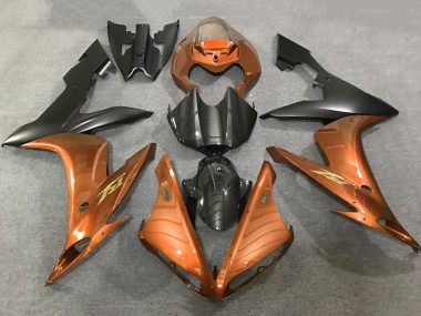 Carenados Moto Yamaha YZF 1000 R1 2004-2006 - Naranja Falso FibraCarbono Negro Mate Baratos