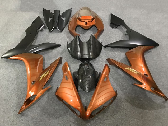 Carenados Moto Yamaha YZF 1000 R1 2004-2006 - Naranja Falso FibraCarbono Negro Mate Baratos