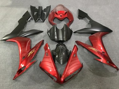 Carenados Moto Yamaha YZF 1000 R1 2004-2006 - Rojo Falso FibraCarbono Negro Mate Baratos