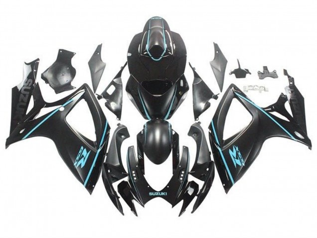 Carenados Moto Suzuki GSXR 600 / GSXR 750 2006-2007 - Negro Mate Turquesa Azul Baratos