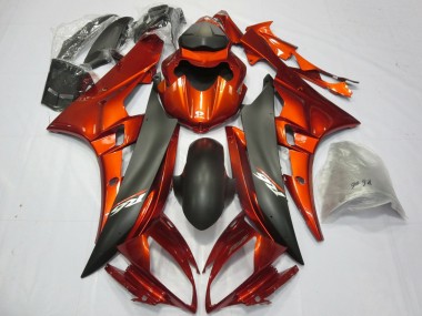 Carenados Moto Yamaha YZF R6 2006-2007 - Naranja Negro Mate Baratos