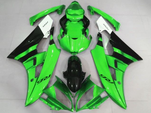 Carenados Moto Yamaha YZF R6 2006-2007 - Blanco Verde Negro Brillante Baratos