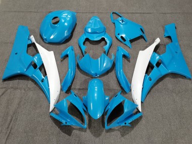 Carenados Moto Yamaha YZF R6 2006-2007 - Azul Claro Blanco Baratos