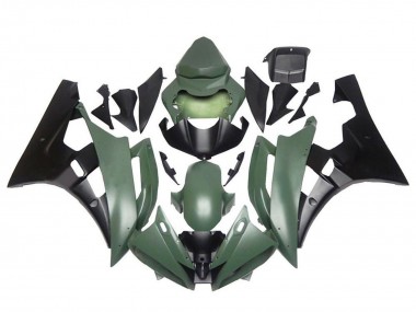 Carenados Moto Yamaha YZF R6 2006-2007 - Verde Militar Negro Mate Baratos