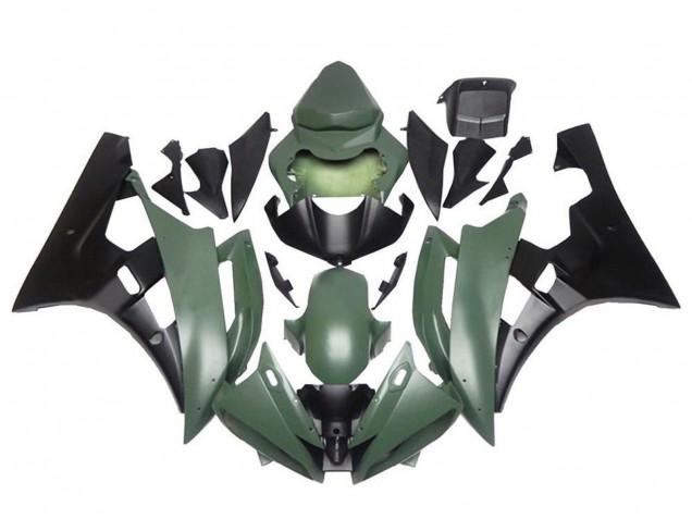 Carenados Moto Yamaha YZF R6 2006-2007 - Verde Militar Negro Mate Baratos