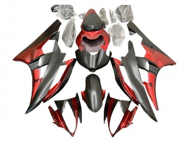 Carenados Moto Yamaha YZF R6 2006-2007 - Rojo Negro Mate Baratos