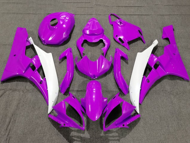 Carenados Moto Yamaha YZF R6 2006-2007 - Púrpura Blanco Baratos