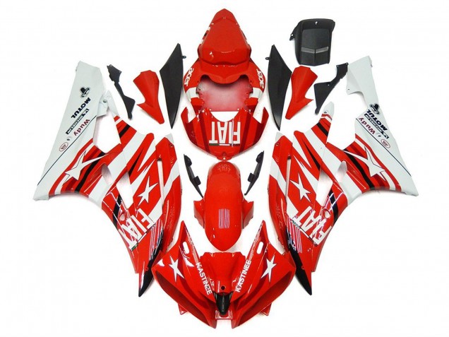 Carenados Moto Yamaha YZF R6 2006-2007 - Blanco Rojo Fiat Estrella Michelin Motul Baratos