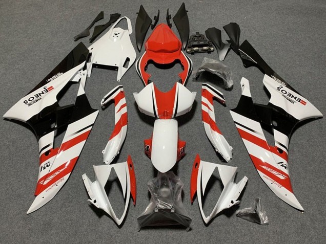 Carenados Moto Yamaha YZF R6 2006-2007 - Blanco Naranja Negro Brillante Raya Baratos